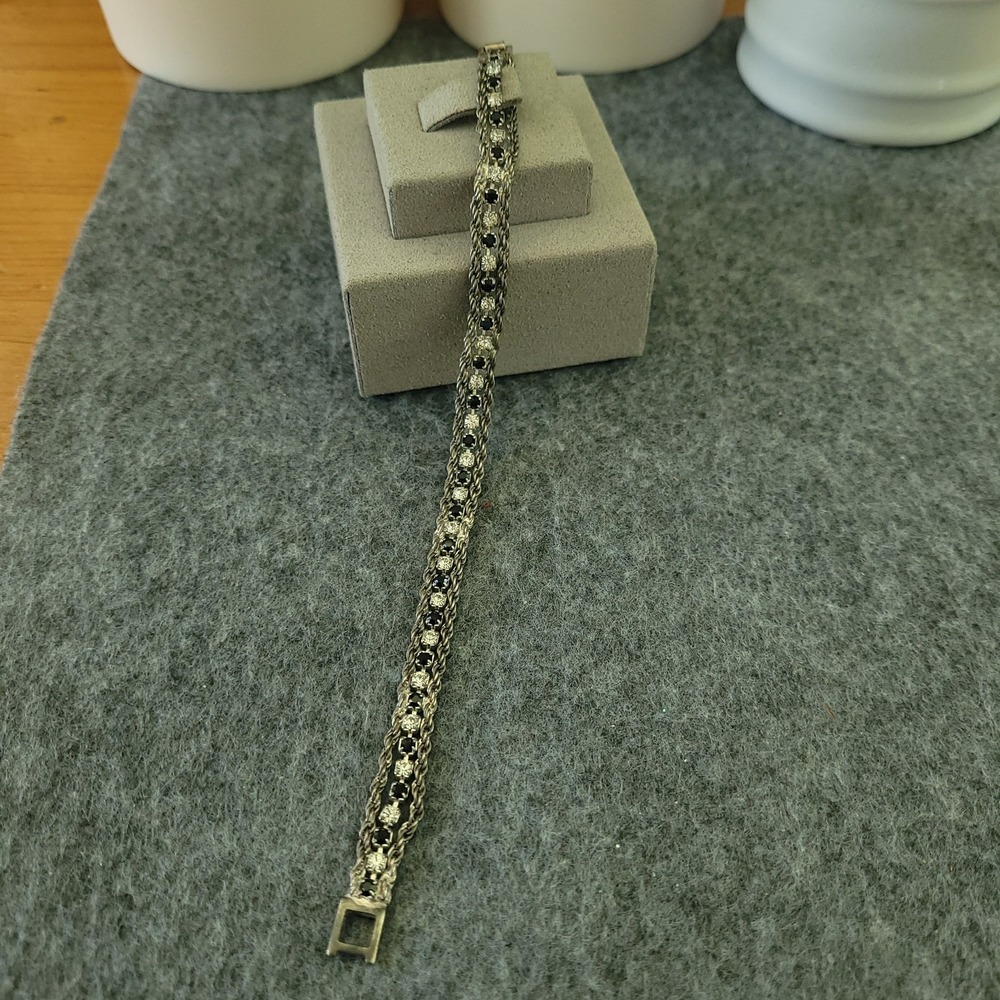 Silver-Tone Multi-Strand Rhinestone Rope Chain Bracelet 7" - Picture 2 of 6